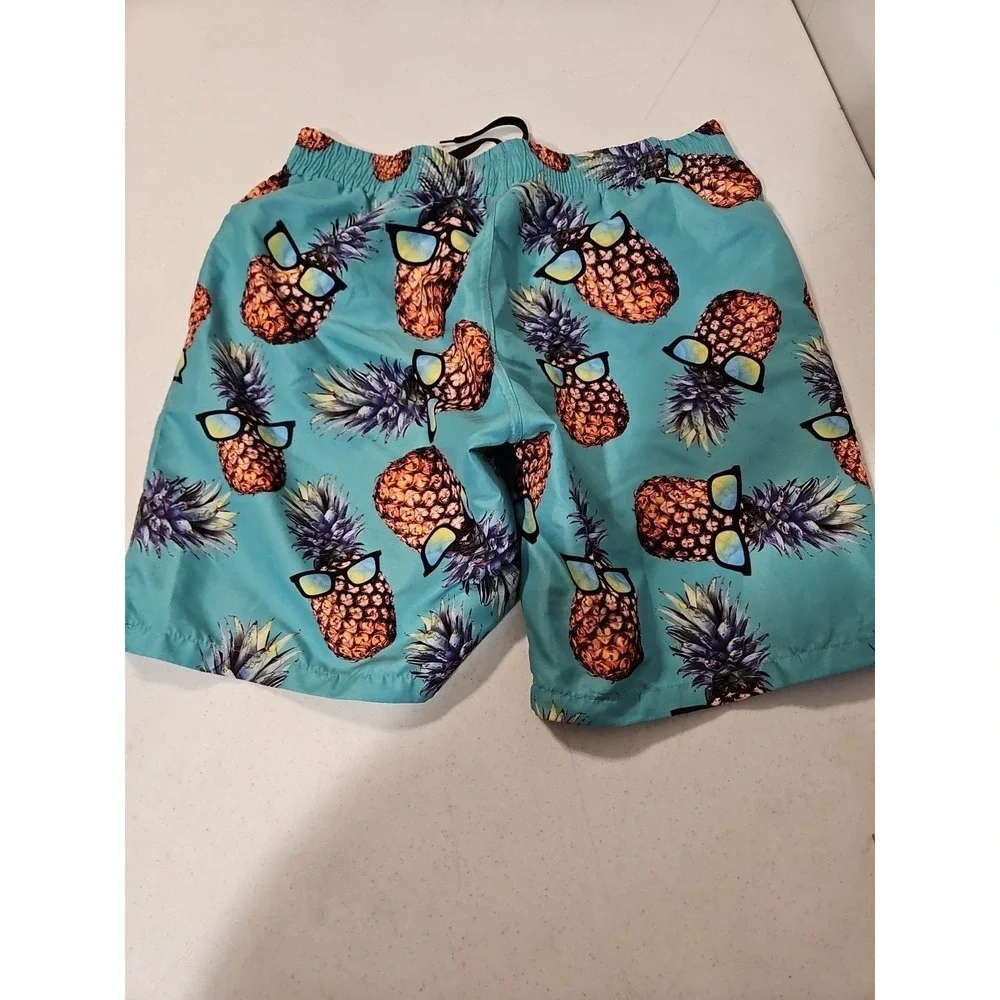 Pineapple Swim Trunks‎ Mens Size Large Net Liner Pockets Beach Volleyball (1403
